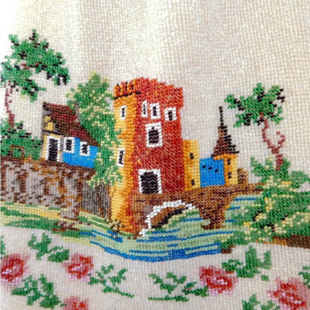 Antique Micro Bead Drawstring Bag 1910s Edwardian Purse - Picture 3 of 4
